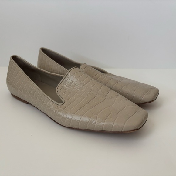 Vince Clark Loafers 7 Square-Toe Croc-Embossed Leather - Picture 1 of 9